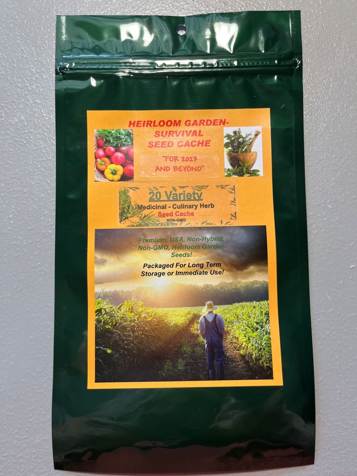 22,000 Seed 50 Variety Survival/Garden Cache includes $29.99 Herb Pack, Heirloom