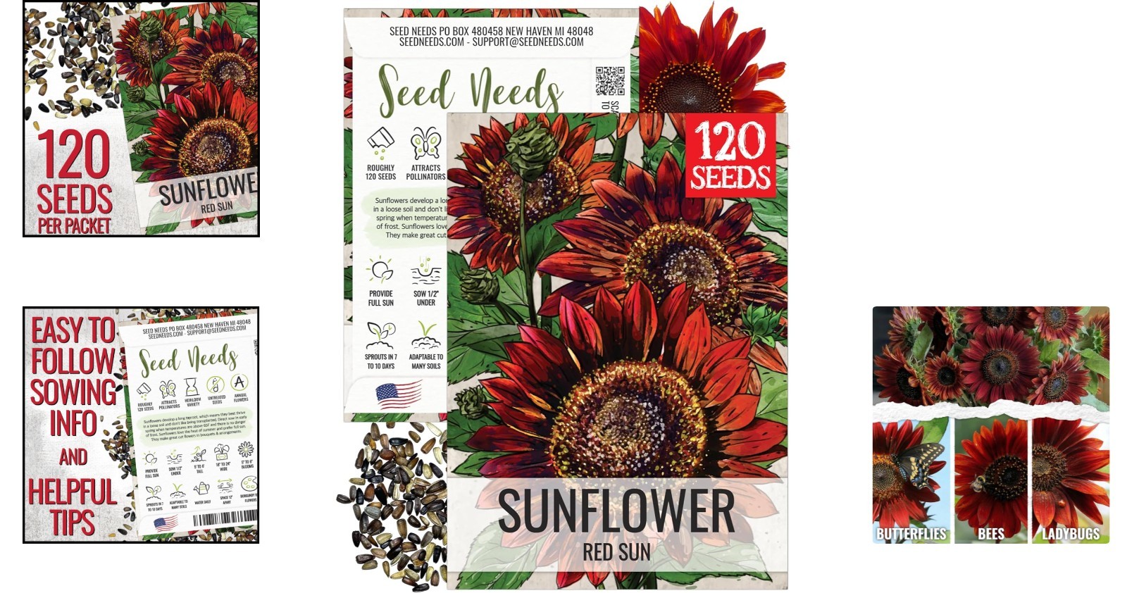 Grow Red Sunflowers with These Heirloom Open Pollinated Seeds