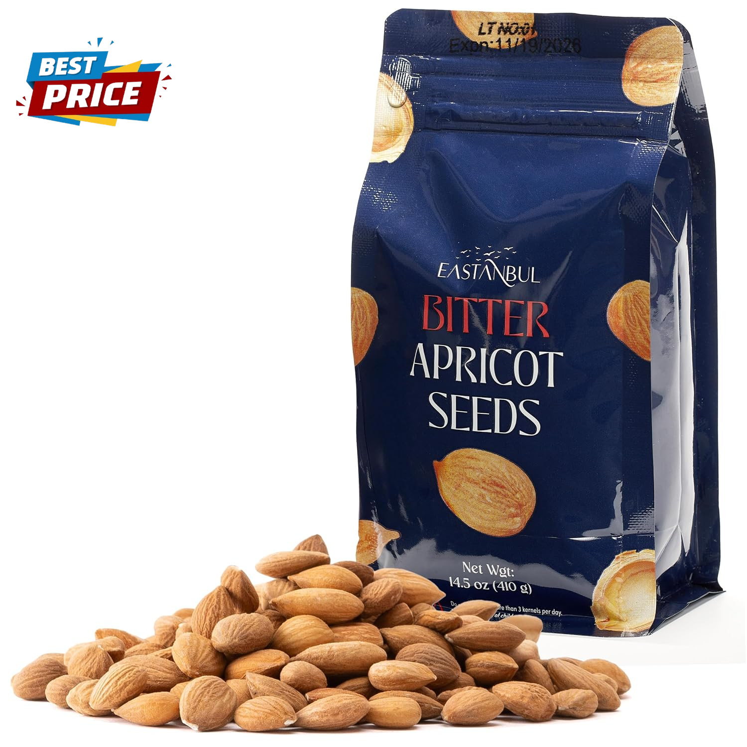 Apricot Seeds, 14.5Oz, Apricot Kernels, Raw & Bitter Seeds, 100% Natural Farm Fr
