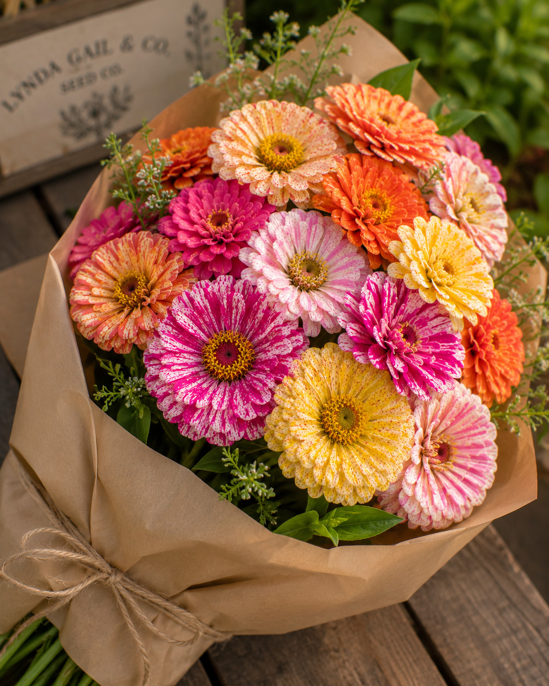 Bon Bon Mix Zinnia Seeds Candy Striped Heirloom Cut Flower Annual