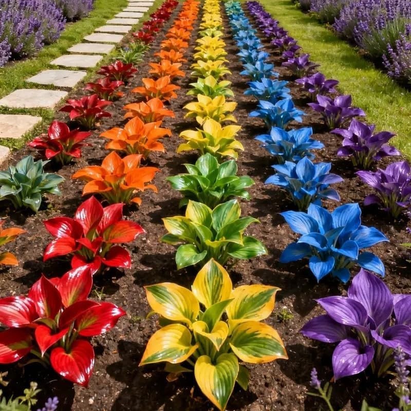 100PCS Rainbow Hosta Seeds – Colorful Perennial Shade Loving Foliage Plant Seeds