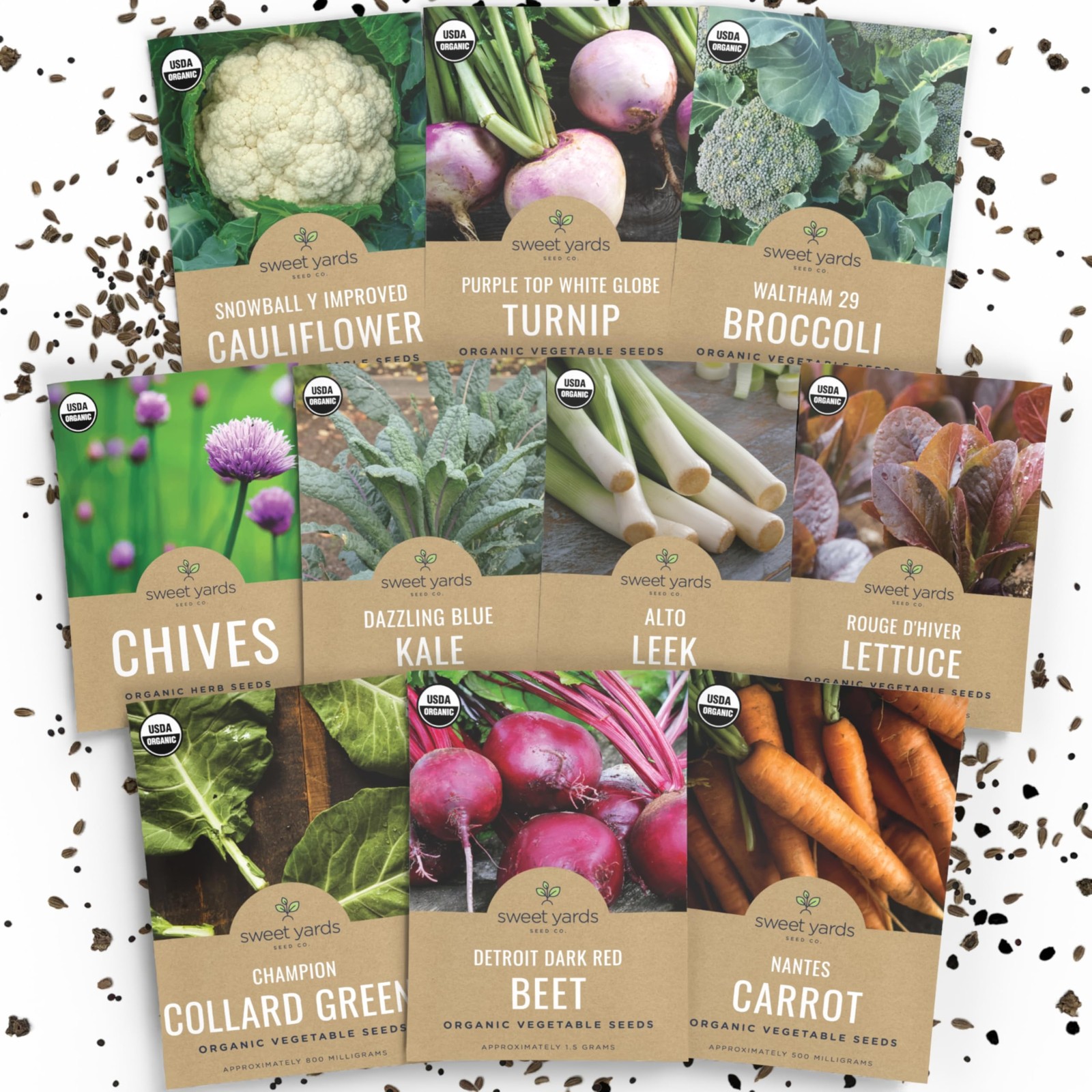 Organic Cold Hardy Fall & Winter Seeds Variety Pack – 10 Individual Packs – 2…