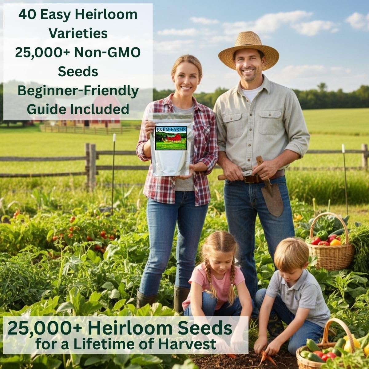 40 Variety Heirloom Vegetable Seeds Moisture-Resistant Mylar Packets Includes