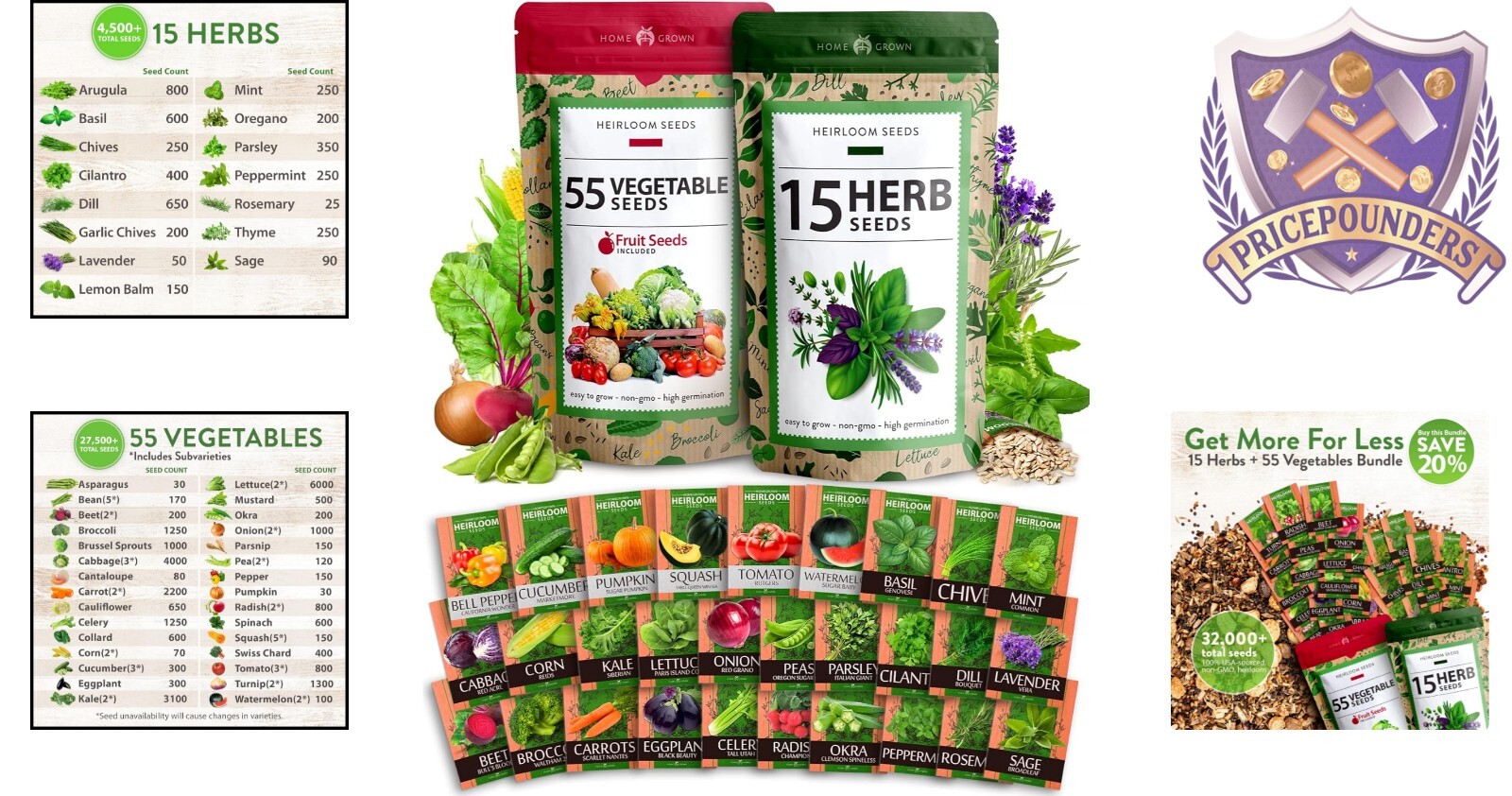 32,000+ Heirloom Seeds – 70 Unique Non-GMO Varieties for Indoor/Outdoor Garde…