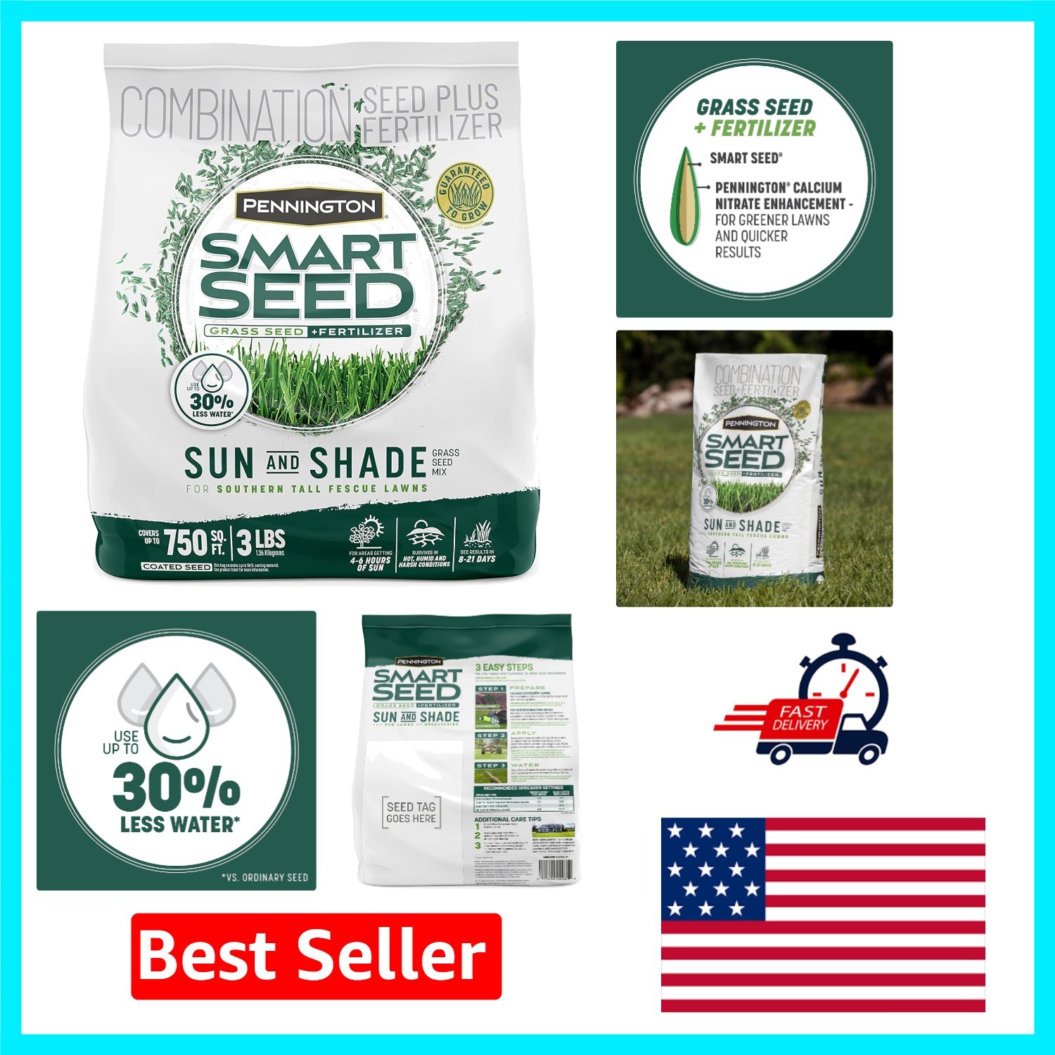 3 lb Tall Fescue Grass Seed for Sun and Shade – Perfect for Hot Climates