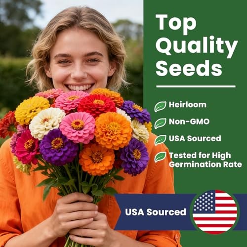 5000+ Zinnia Seeds Flower Seeds for 2026 Planting, 1.5 Oz, 5 1.5 Ounce Pouch