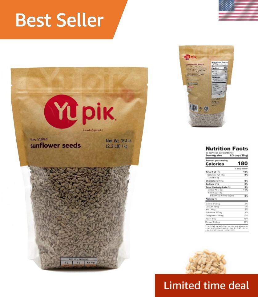 Wholesome 2.2 lb Raw Shelled Sunflower Kernels – No Additives, Pure Crunch!