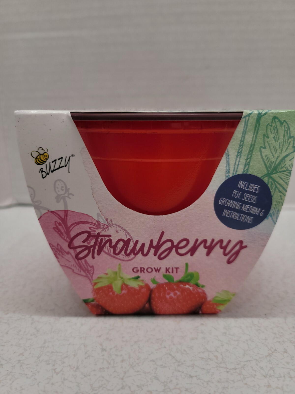 Buzzy Brand Stawberry Grow Kit Pot Seeds Growing Medium Instructions New