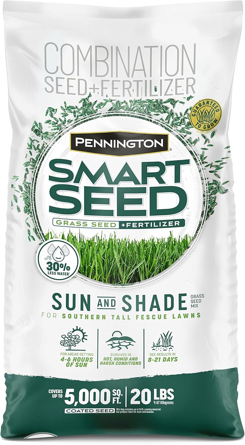 Pennington Smart Seed Sun & Shade Mix South, Tall Fescue Grass Seeds for Lawn, 2