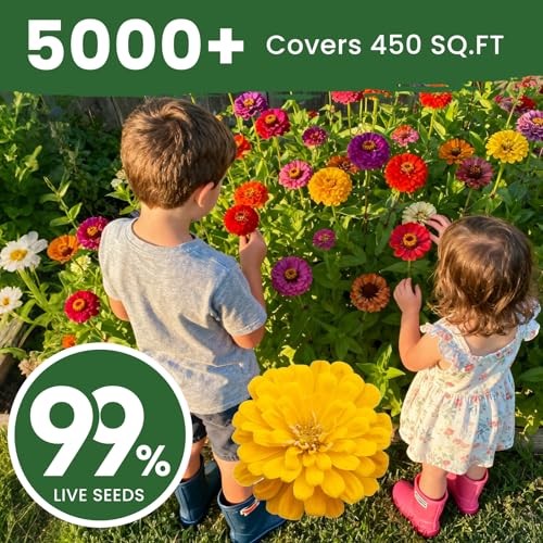 5000+ Zinnia Seeds Flower Seeds for 2026 Planting, 1.5 Oz, 5 1.5 Ounce Pouch