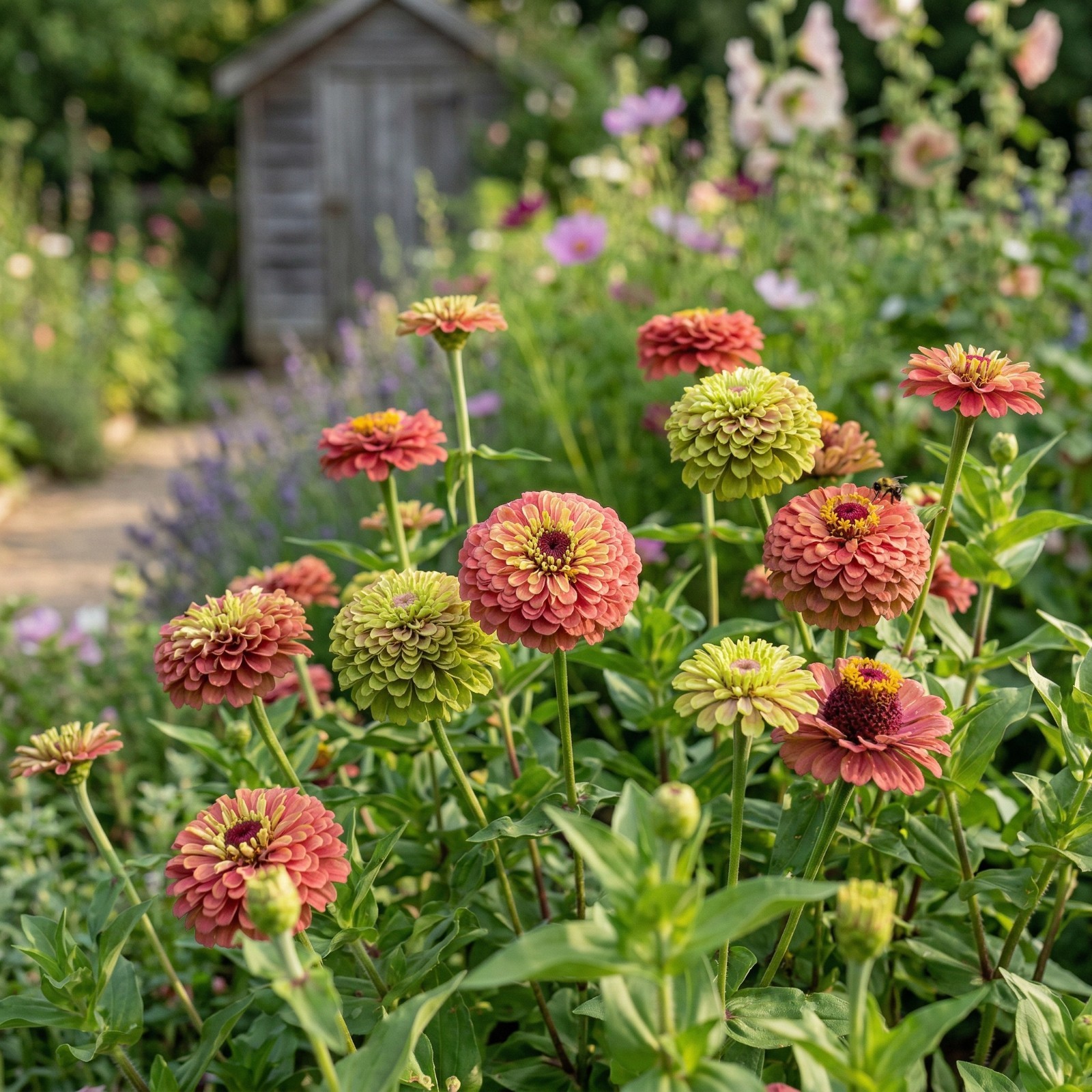 Zinnia QUEENY FORMULA MIX Cut Flower Garden Elegant Blooms Heirloom 25 Seeds