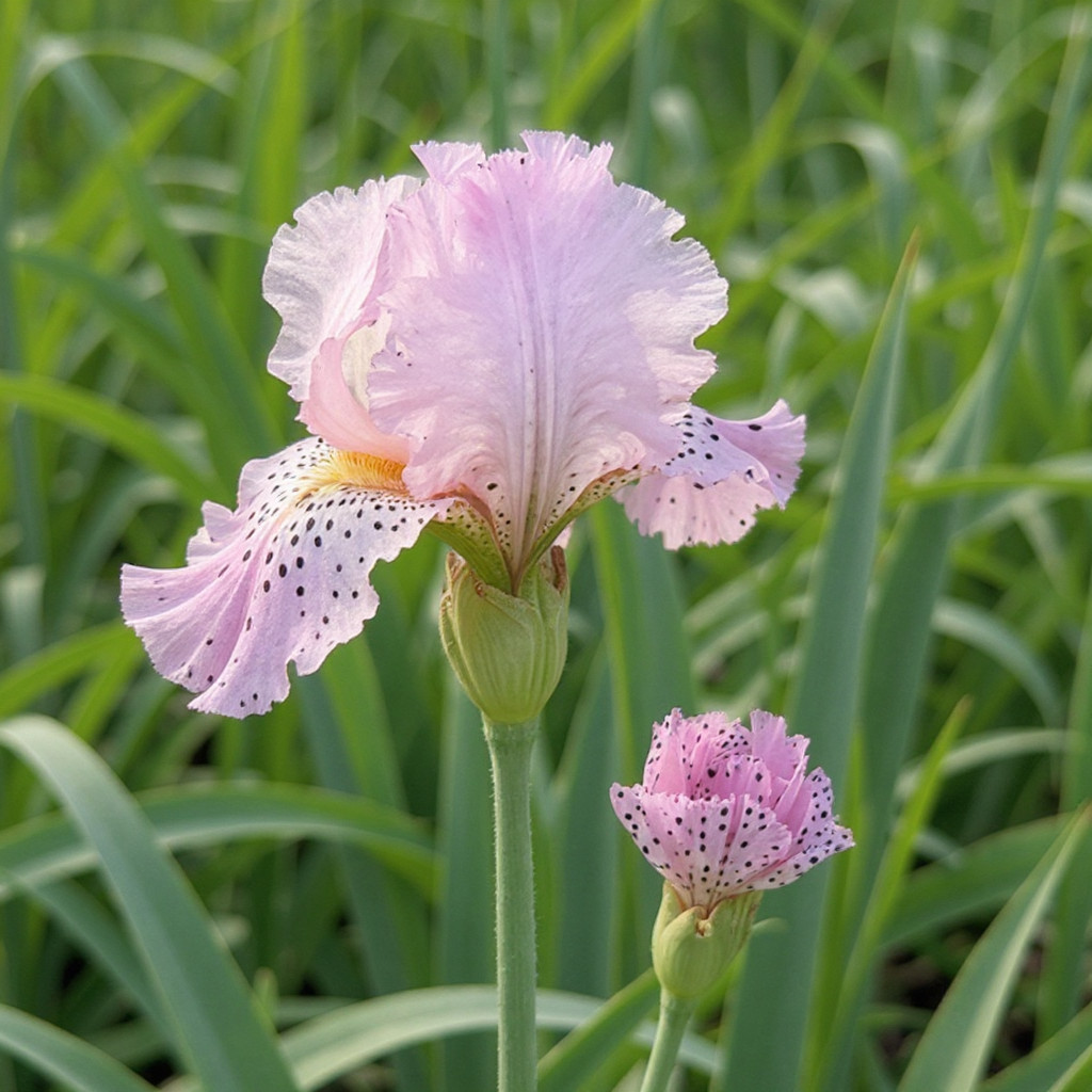 50 Bearded Iris Seeds – Pink Petals with Black Speckles