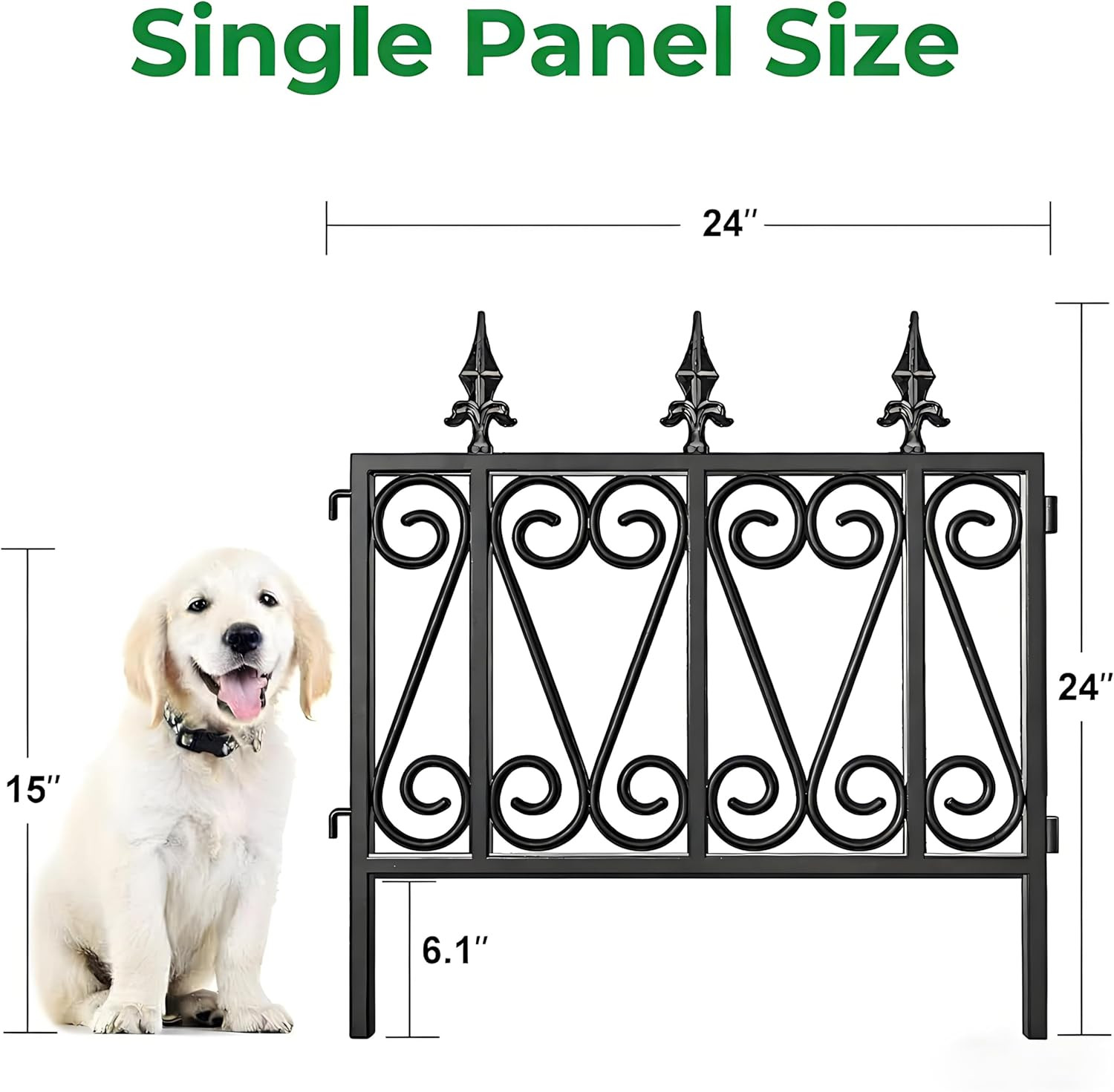 5 Panels 24In(H)×10Ft(L) 0.4 Inch Wire Diameter Decorative Garden Fences and Bor