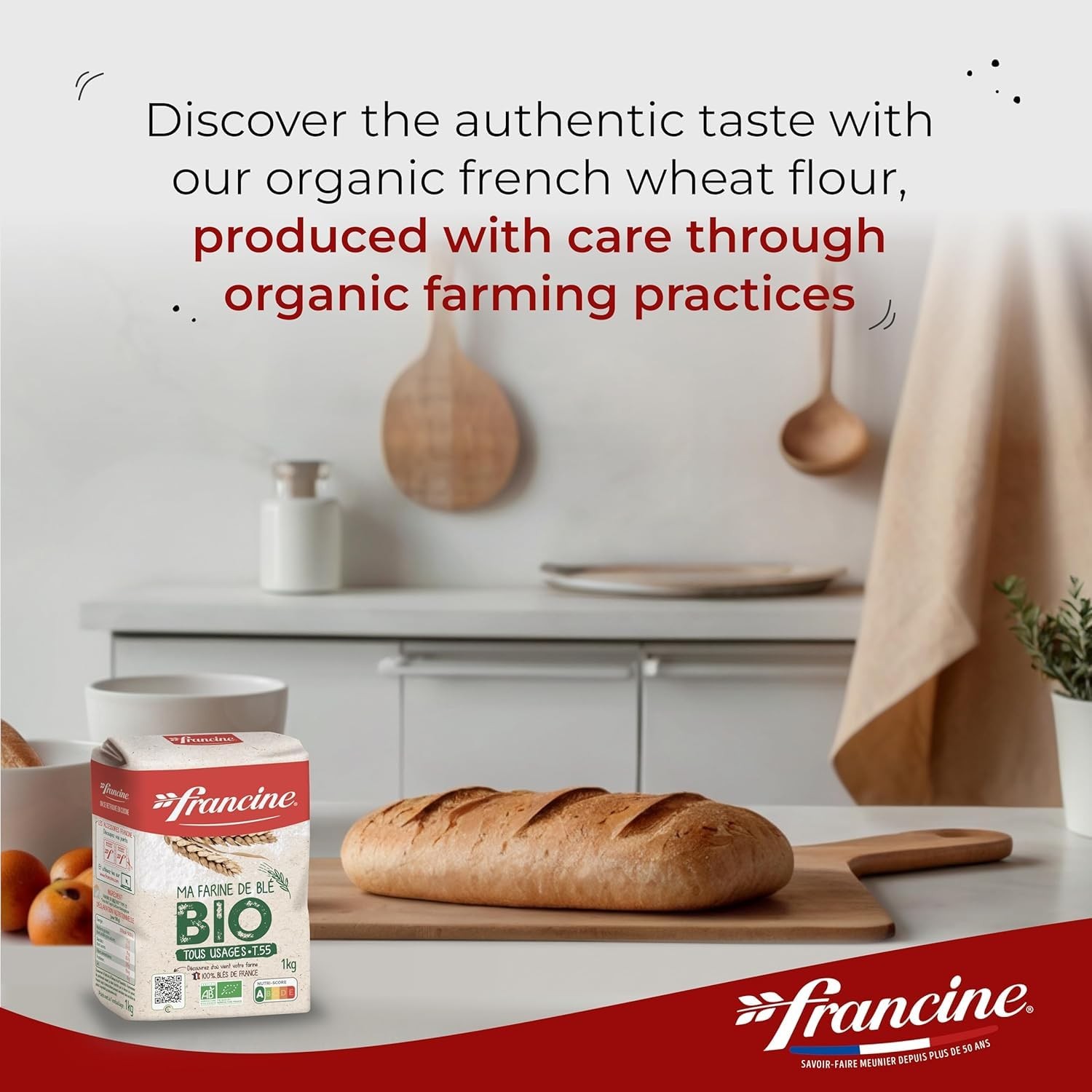 Francine Organic Wheat Flour, T55 Bio French Flour 35.2 Ounce (Pack of 1)