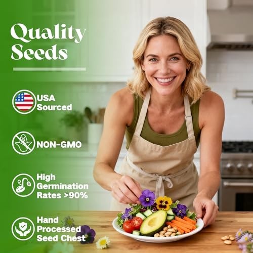 Edible Flower Seed Bank – 30,000+ Non-GMO Heirloom Seeds, Gardening Gift Set, Cu