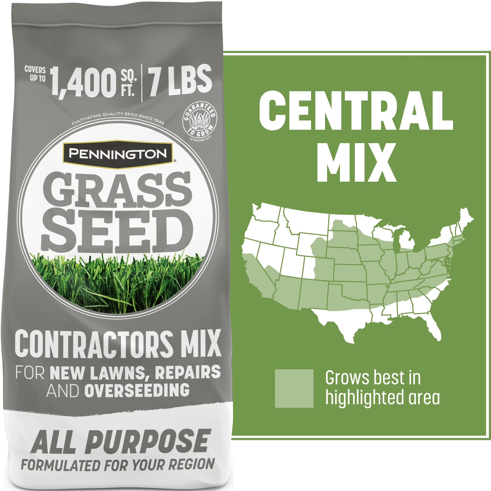 Contractors Central Grass Seed Mix, for Sun to Partial Shade, 7 Lb.