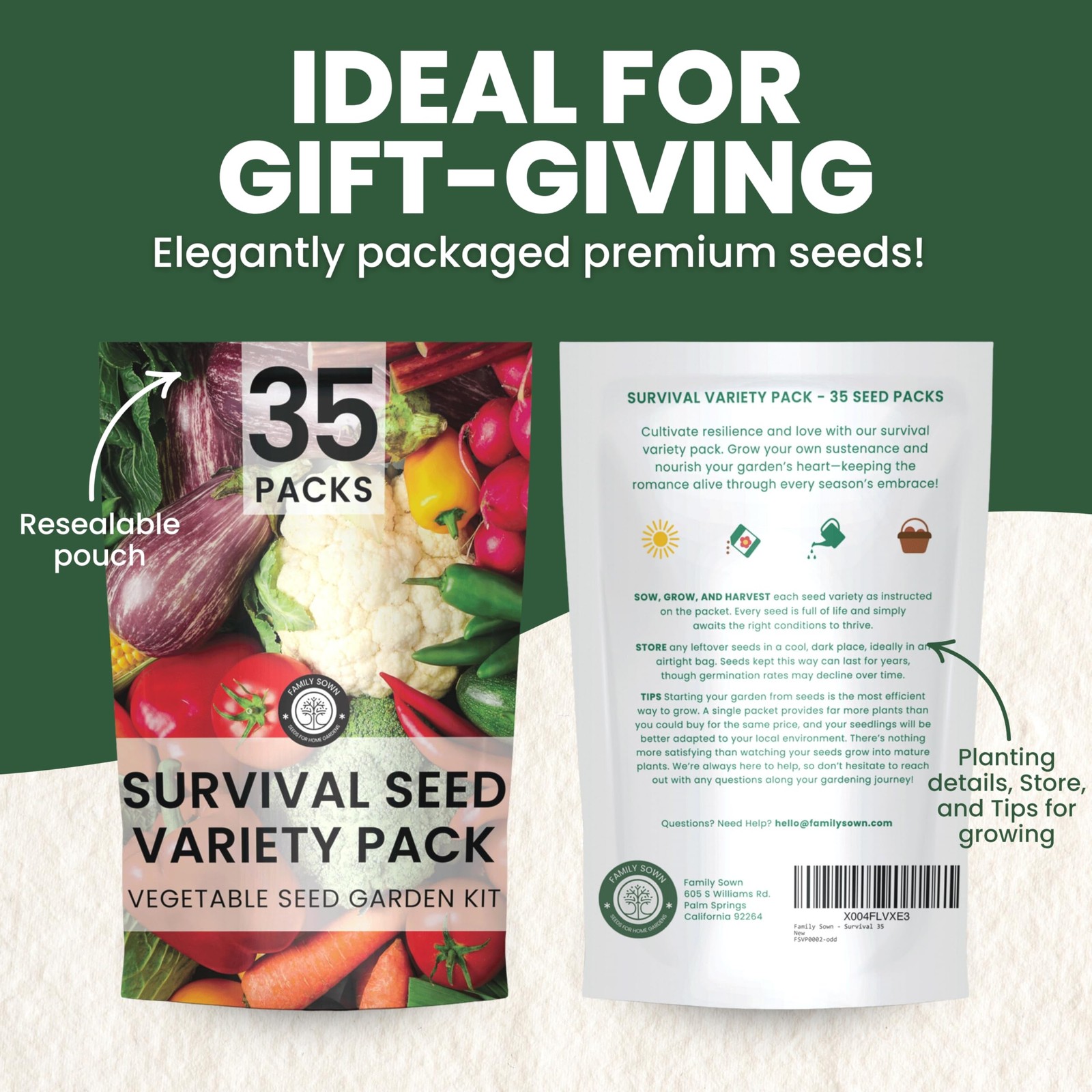 35 Vegetable Seed Packets | Survival Variety Pack | 2026 Season | Individuall…