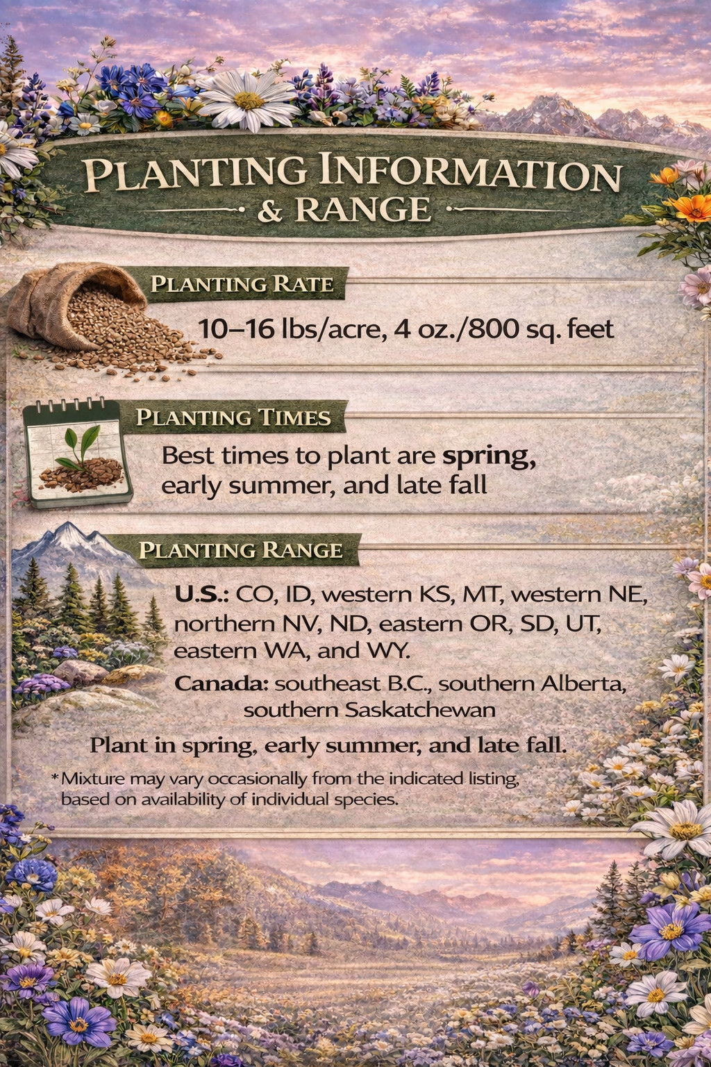 1/2 Pound Western Nebraska Bulk Wildflower Seed Mix 1/2lb Covers 1,600sq-ft