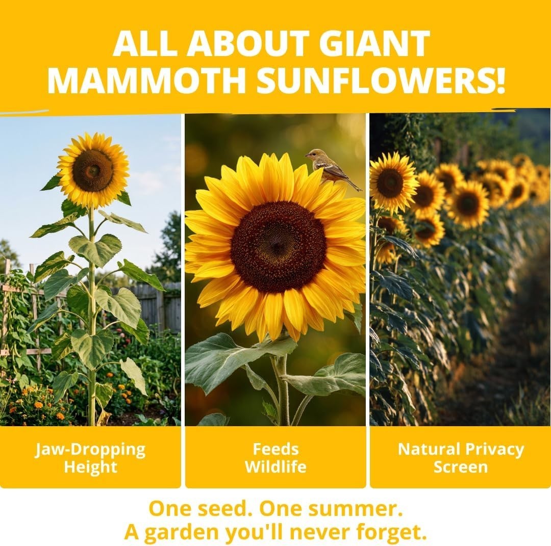 Bulk Packet of 520 Giant Mammoth Sunflower Seeds – Vibrant Growth for Any Garden