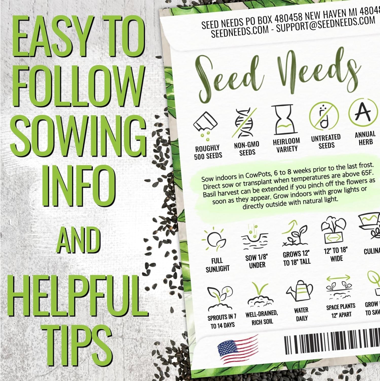 2 Pack of Heirloom Rosemary and Basil Seeds – Culinary and Medicinal Garden