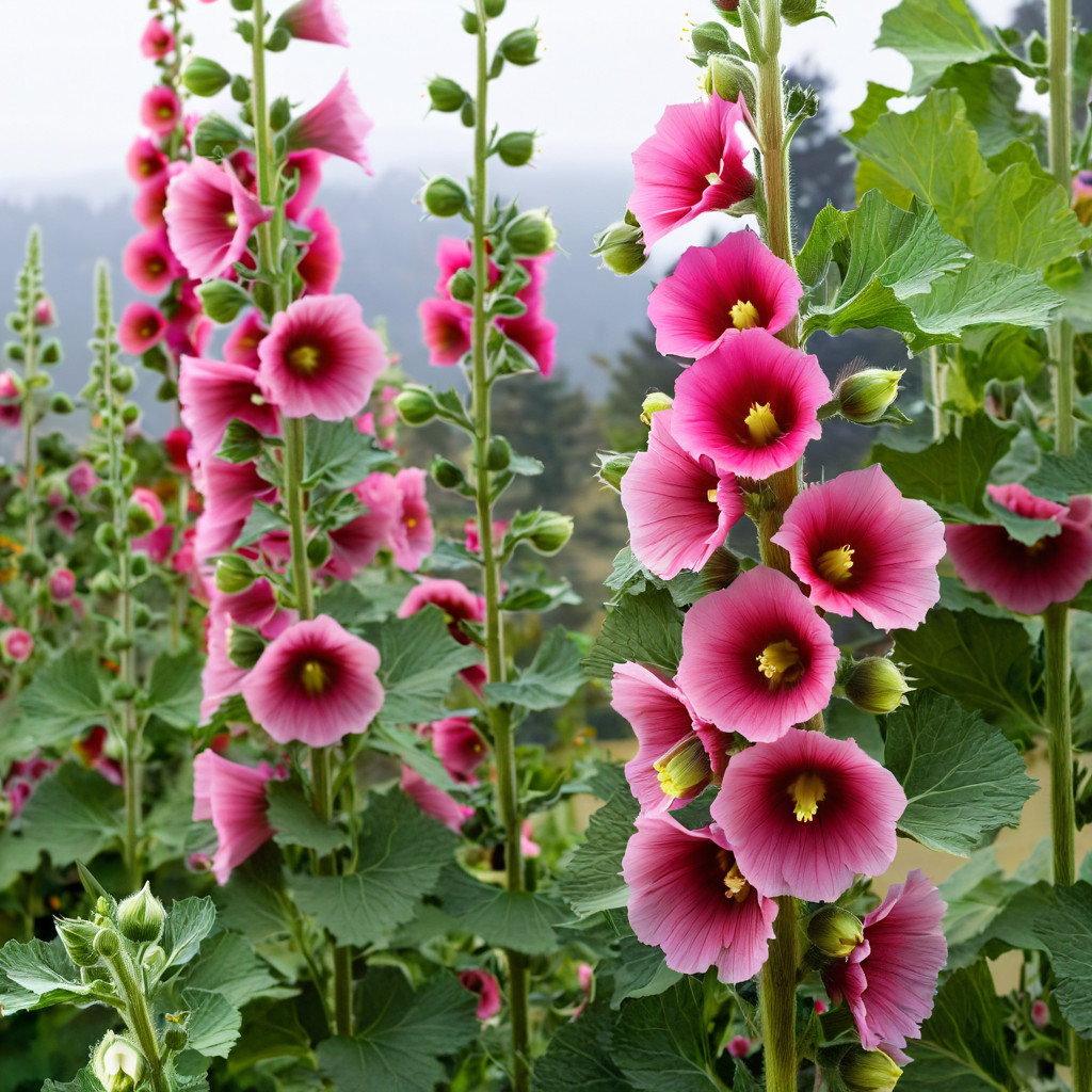 25 Light Dark Pink Hollyhock Seeds Perennial Flower Seed Flowers US SELLER