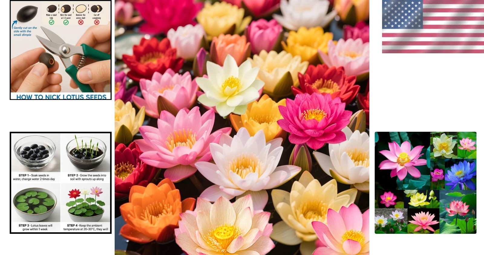 Unique Lotus Flower Seeds Pack – 300pcs with Planting Guide