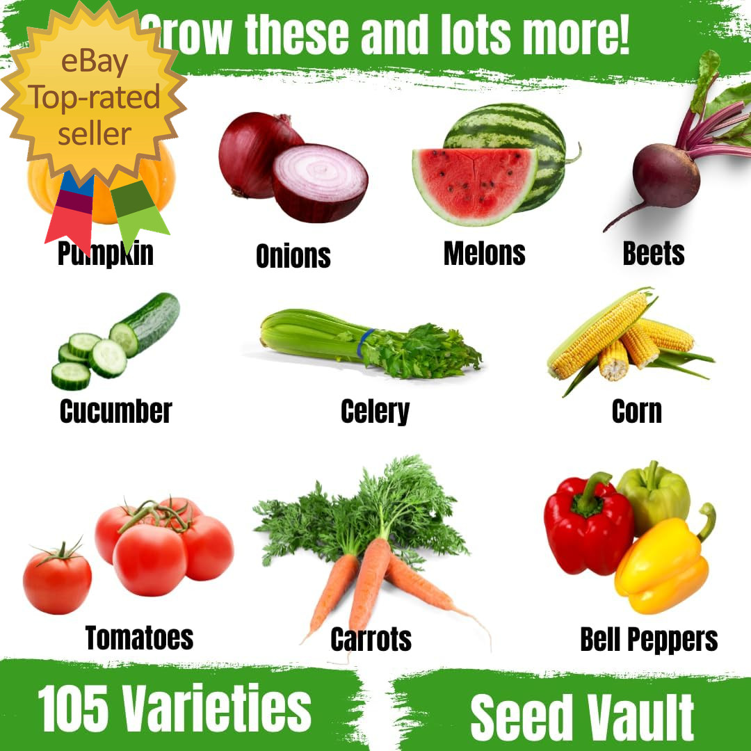 Survival Garden Heirloom Seeds Non GMO 105 Varieties of Herb Fruit and Vegetabl