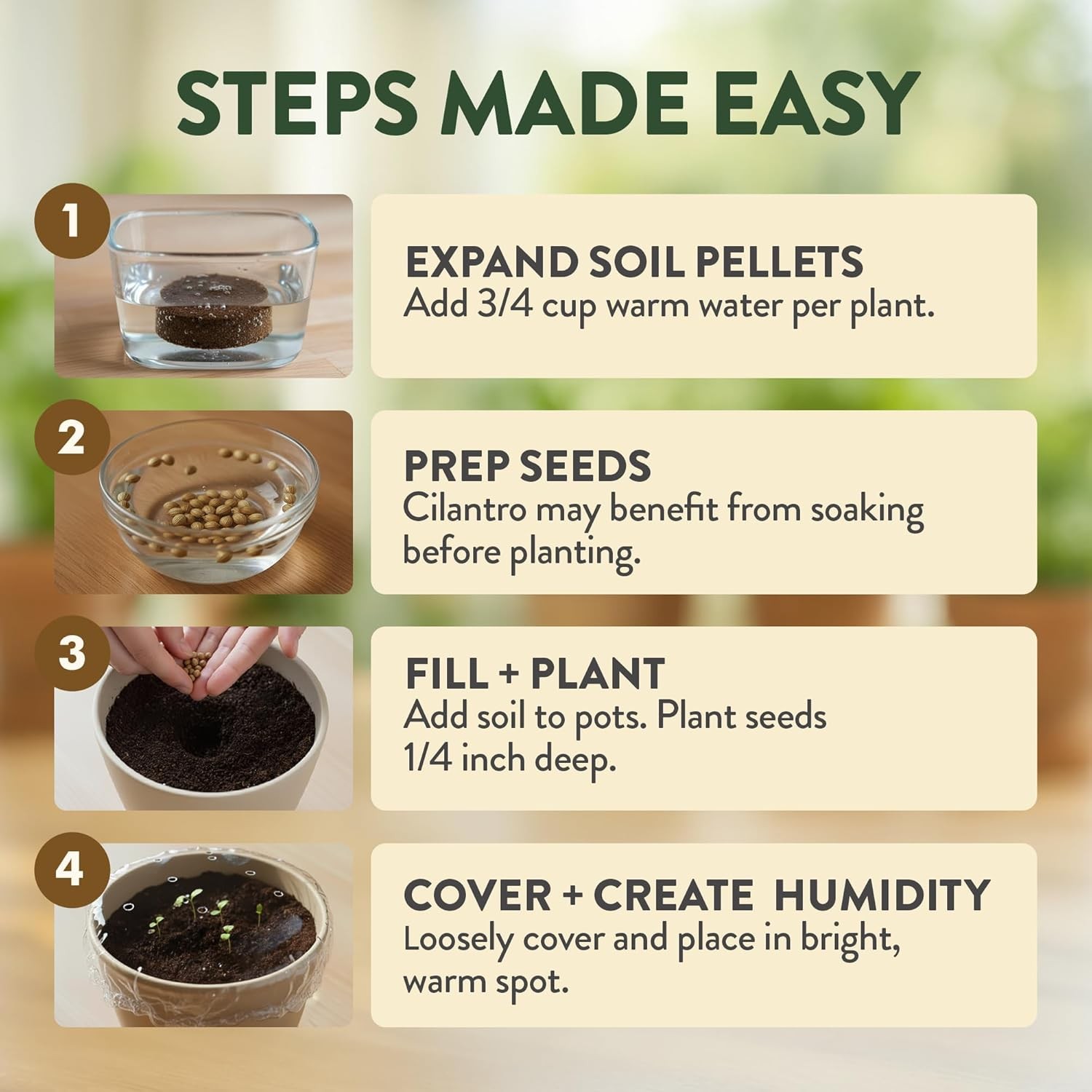 Herb Garden Starter Kit Indoor Grow Set w Pots Soil Seeds Tools