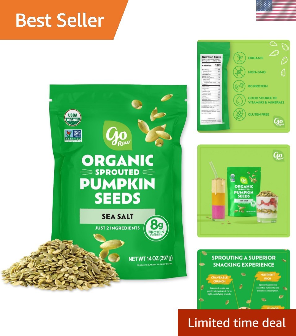 Nutrient-Rich Organic Sprouted Pumpkin Seeds, 14 Oz – Healthy Snacking Choice