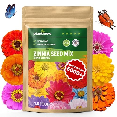 5000+ Zinnia Seeds Flower Seeds for 2026 Planting, 1.5 Oz, 5 1.5 Ounce Pouch