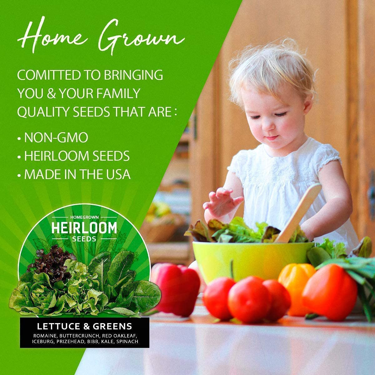 Lettuce & Salad Greens Seed Vault – 1200+ Non-Gmo Vegetable Seeds for Outdoors o