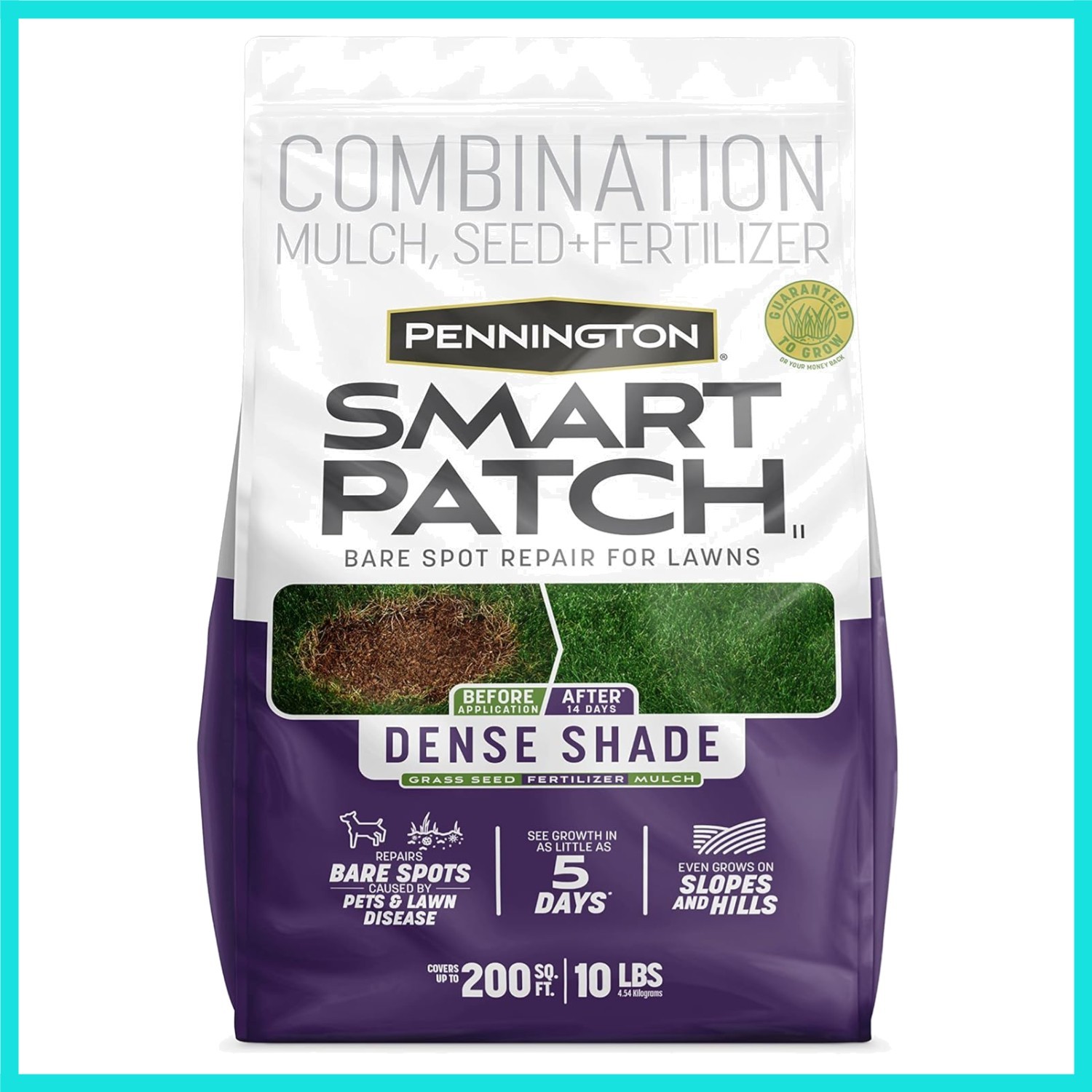 Smart Patch Dense Shade 10lb 200 sq. ft. Grass Seed Bare Spot Repair with Mul…