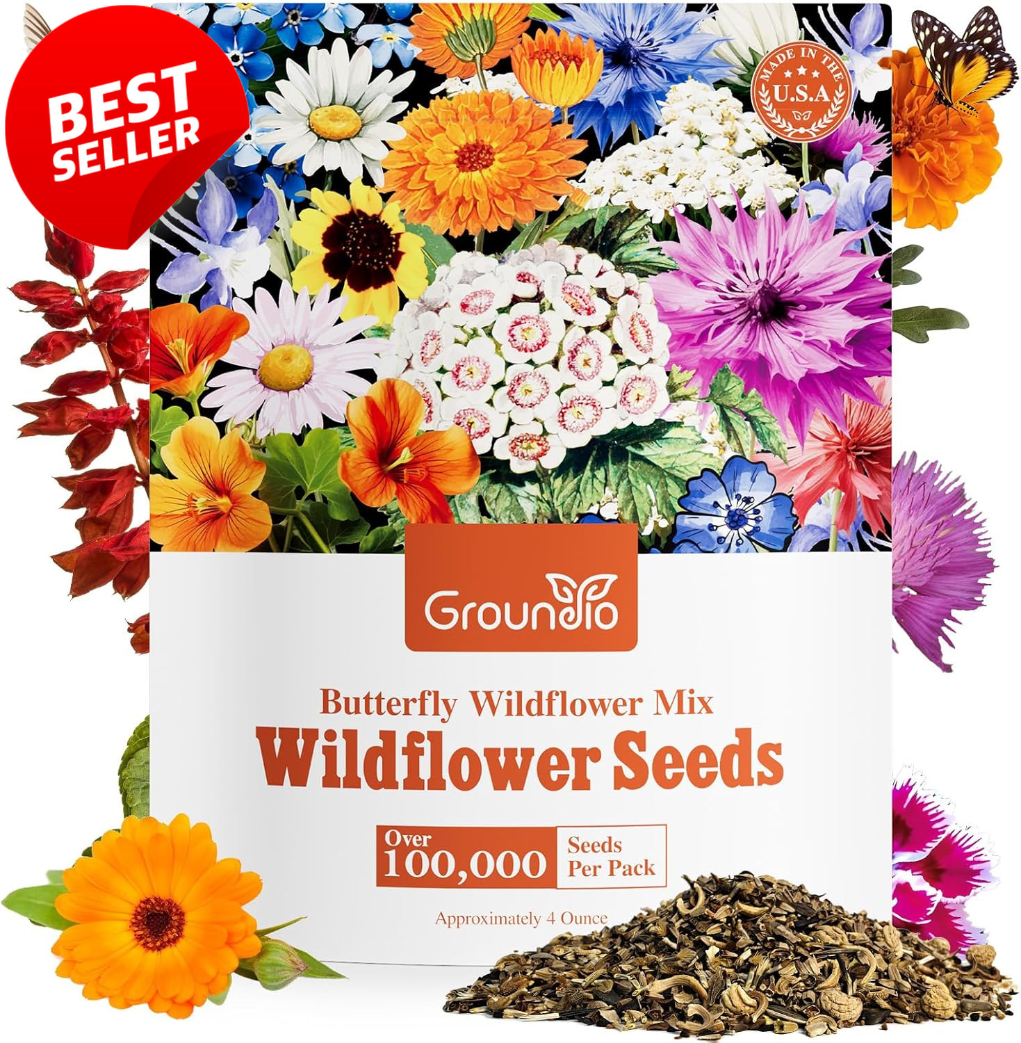 Perennial Wildflower Seeds 1/4 lb 100K Mix 26 Var Pollinator Zones 3-10 – US
