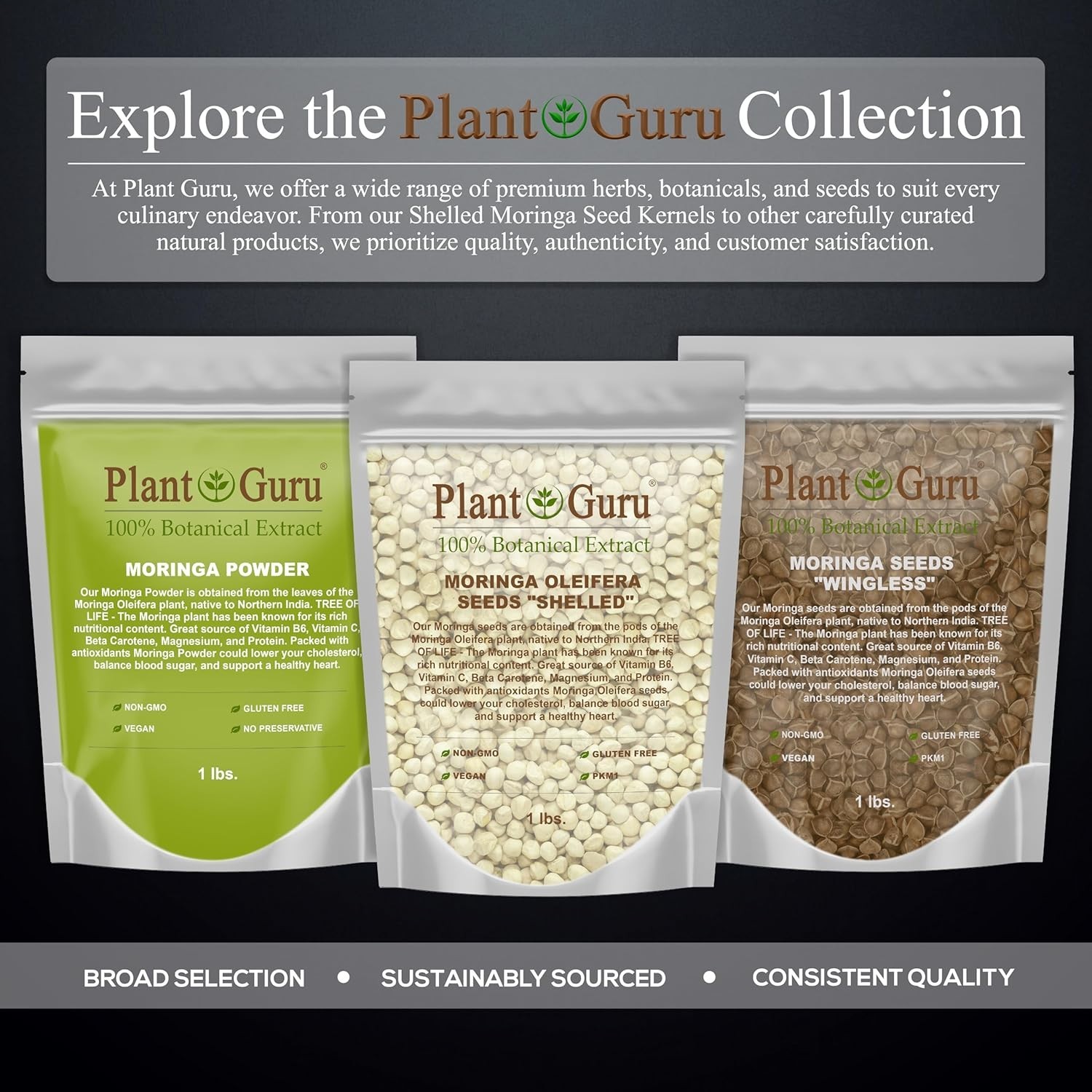 2 oz. Moringa Seeds – Non-GMO, Clean Variety – Superfood Nutrition