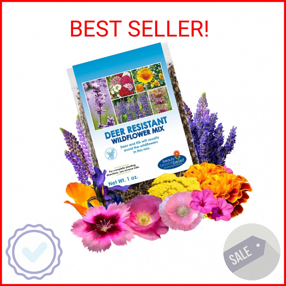 Deer Resistant Wildflower Seeds – 1oz, Open-Pollinated Flower Seed Mix Packet, N