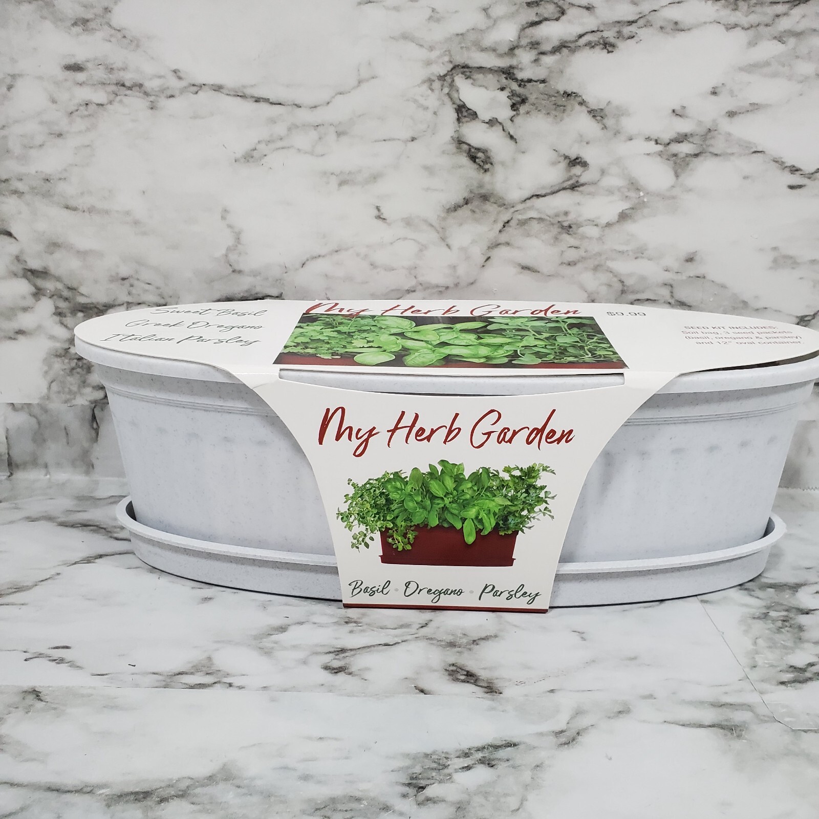 My Herb Garden White Basil, Oregano, Parsley Seed Planter Kit for Kitchen Garden