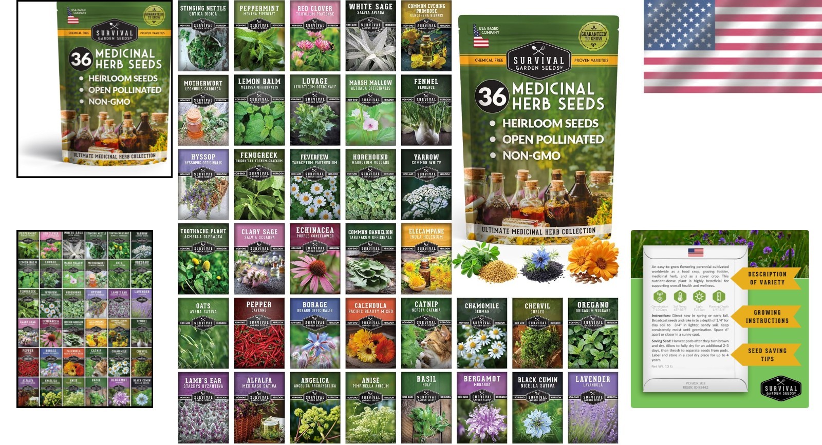 Ultimate Medicinal Herb Seeds Pack: 36 Heirloom Varieties for Natural Remedie…