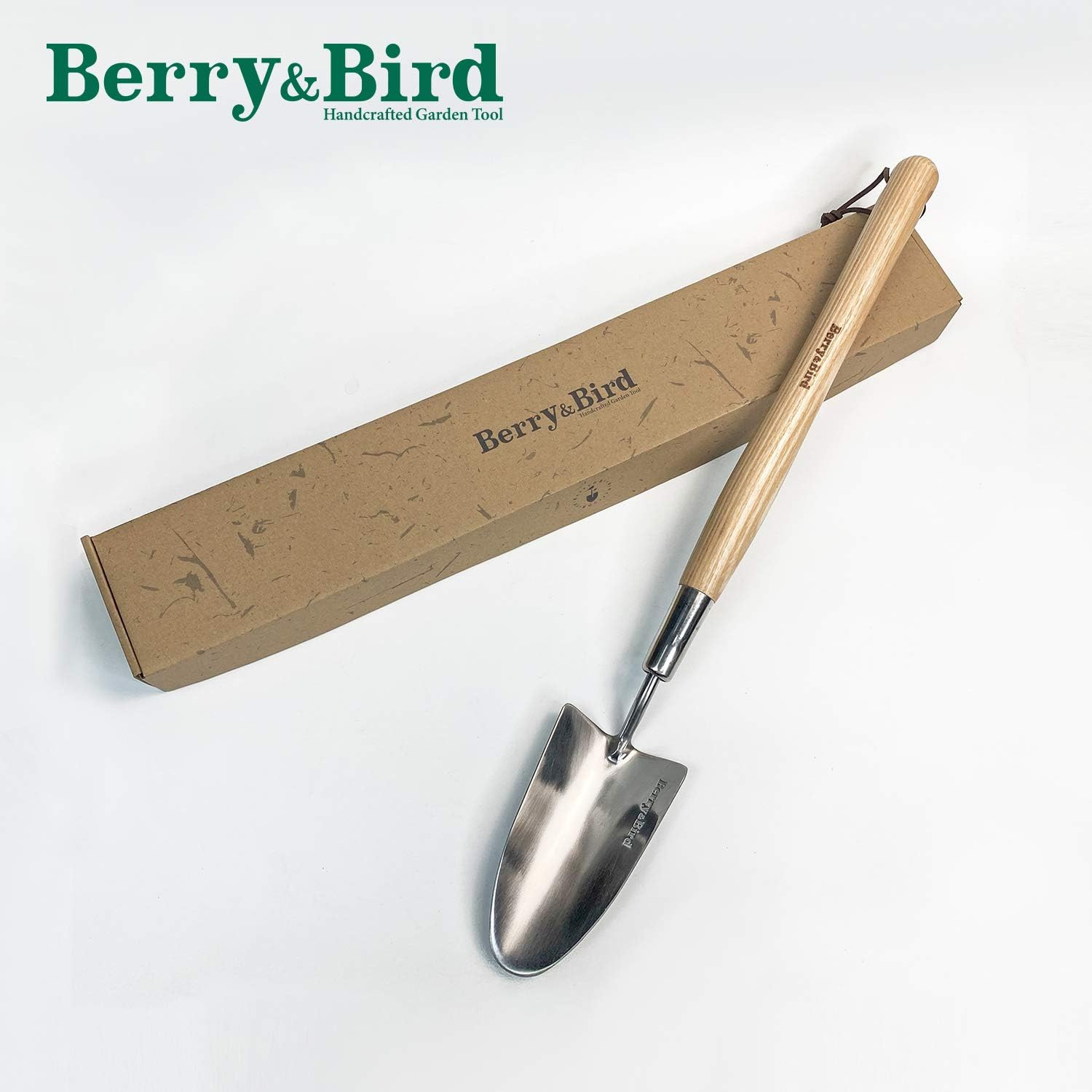 Garden Trowel with Long Handle, 23.43In Stainless Steel Short Shovel with Wood H