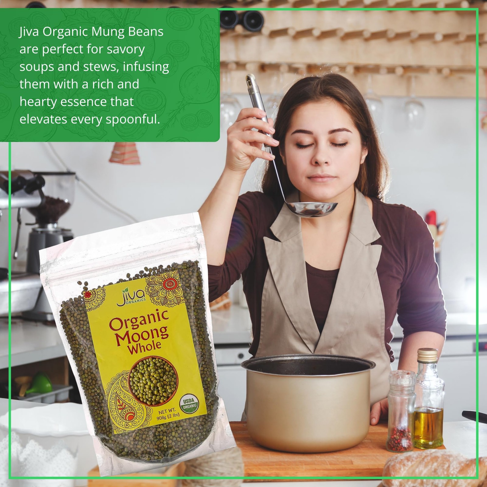 Jiva Organic Mung Bean – Mung Moong Beens Whole for Sprouting and Cooking – 2…