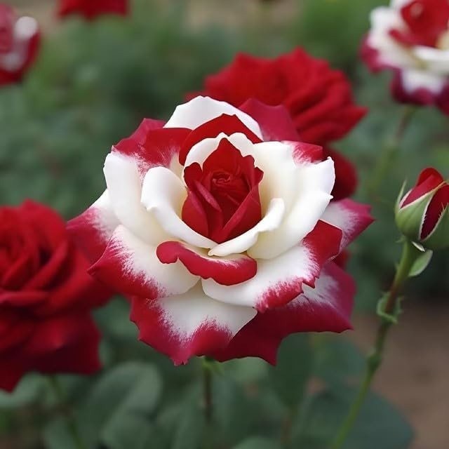 20 Rare Twin Red White Rose Flower Seeds for Planting – Captivating Garden Bl…