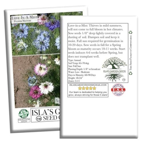 Love-in-a-Mist Mix Flower Seeds (Nigella damascena) – 200+ Non-GMO & Heirloom