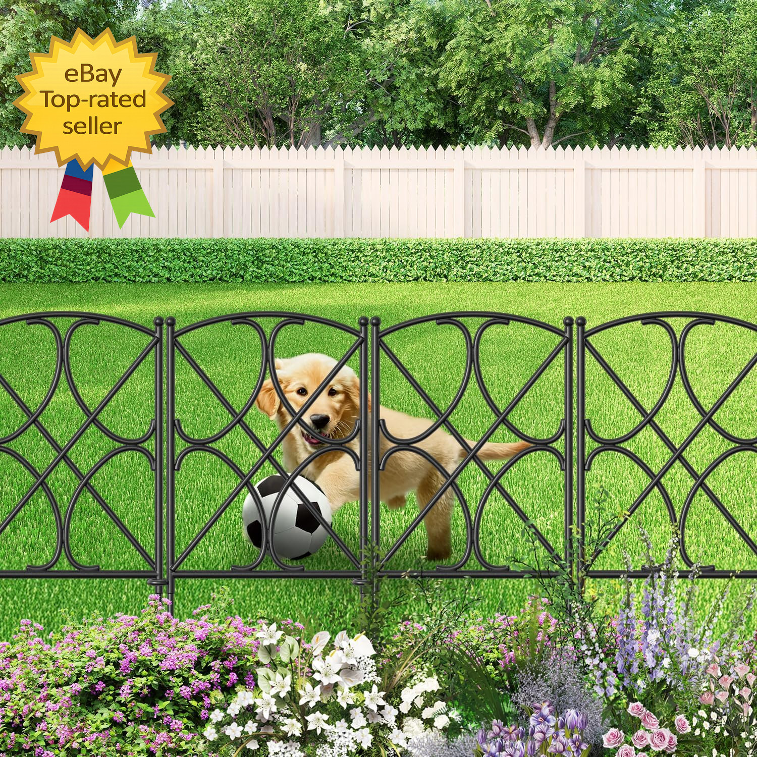Garden Fence Panels 10 Pack 24×10 Ft Metal Border No Dig Rustproof AnimalBarrier