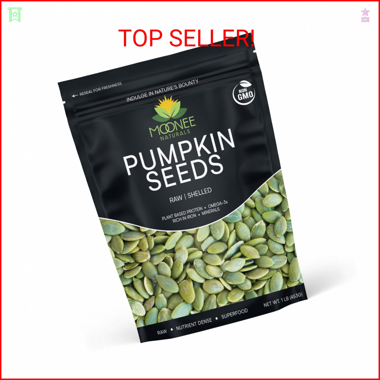 Moonee Natural’s Pumpkin Seeds (1 Pound), Gluten Free, Non GMO, No Shell, Unsalt