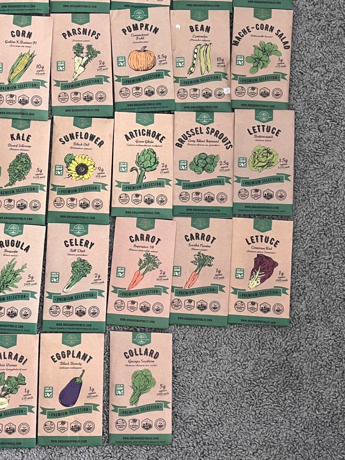 Organo Republic ,31 Mixed Vegetable Seed Packets with instuction on the back