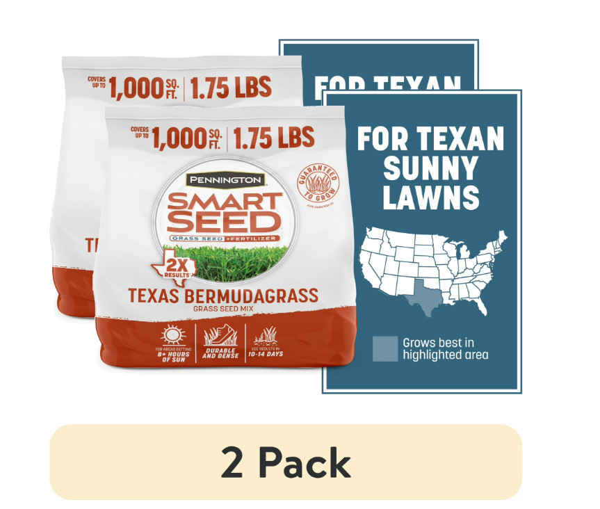 ( 2 pack ) Smart Seed Texas Bermuda Grass Seed Mix, for Full Sun, 1.75 Lb.