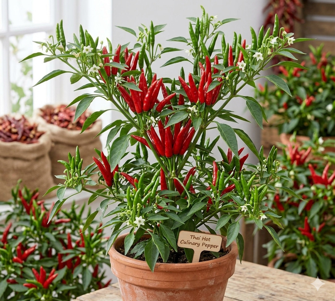 20 Top-Quality Freshly Harvested Thai Hot Red Culinary Premium Pepper Seeds-A 77