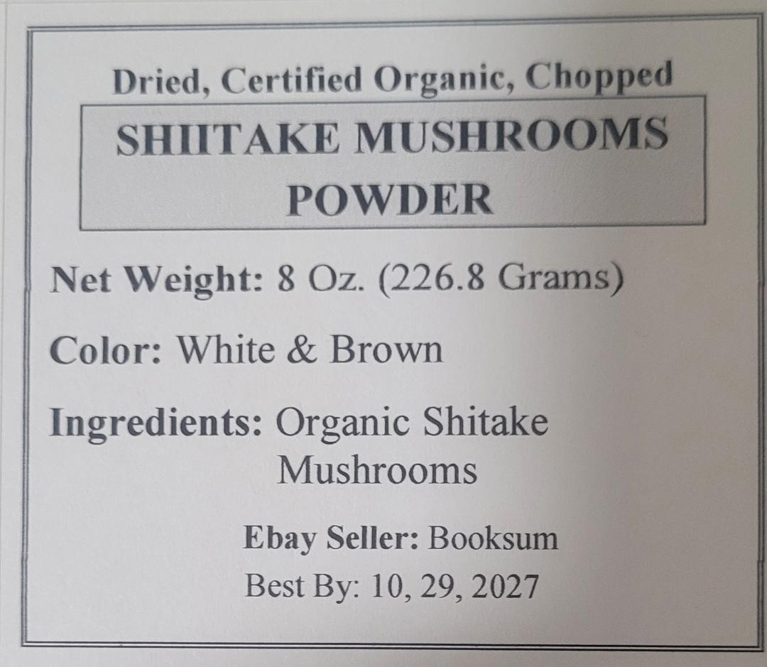 💚💚 SHITAKE MUSHROOM, POWDER, ORGANIC, FRESH, DRIED 1/2 LB. ( 8.0 Oz. )💚💚