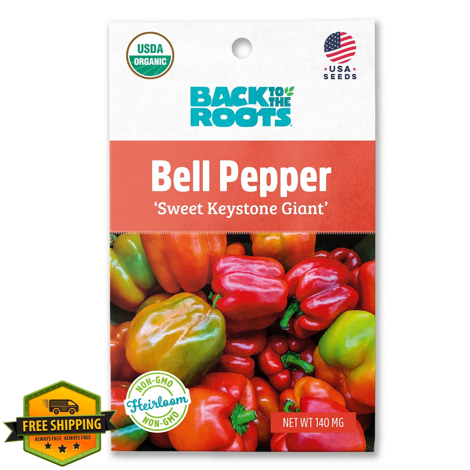 Back to The Roots Organic Bell Pepper Seed Packet ‘Sweet Keystone Giant’