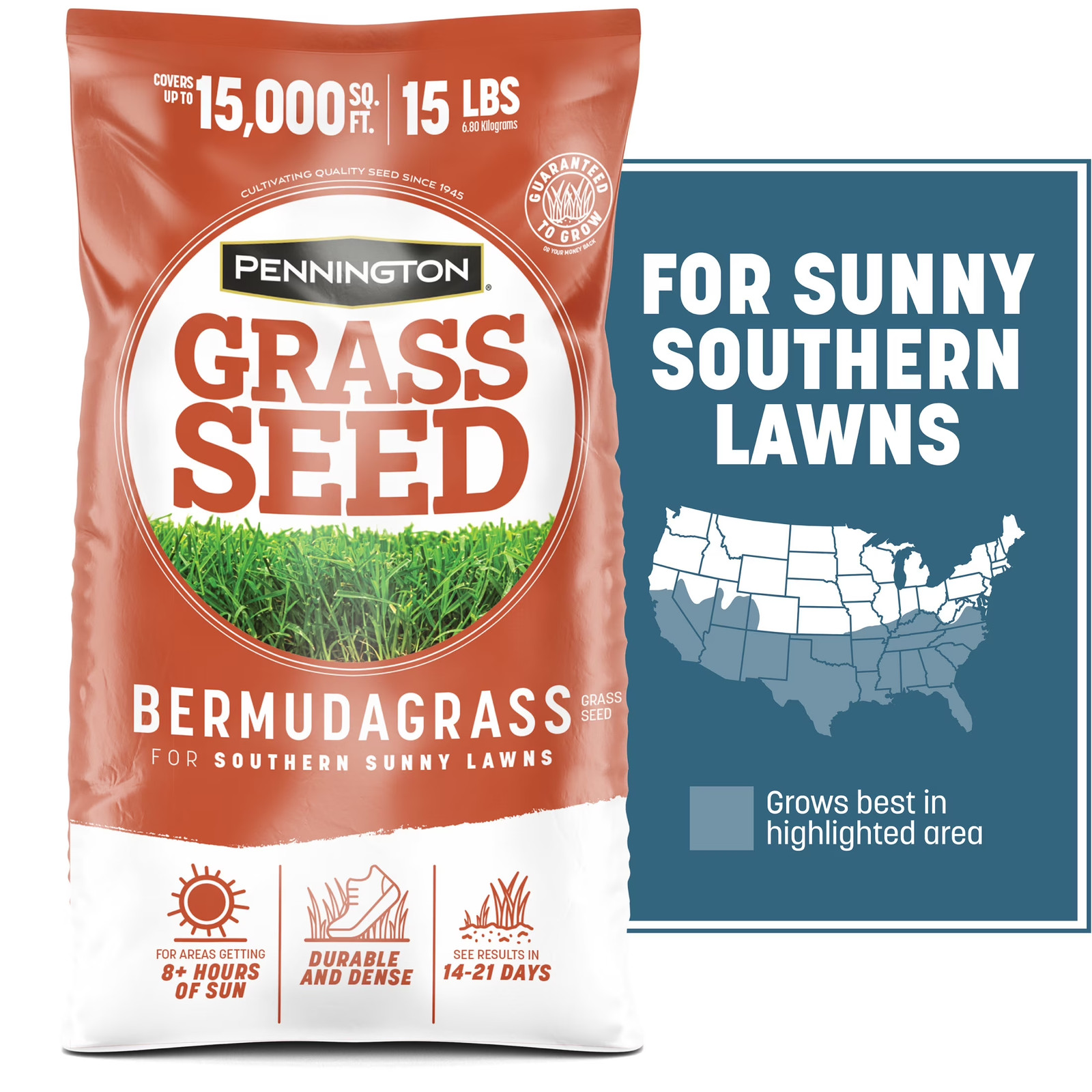 Bermudagrass Grass Seed, for Full Sun, Southern Lawns, 15 Lb Bag