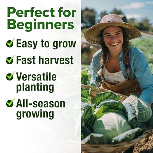 Cabbage Seeds 7 Variety Mix 2000+ Heirloom Non-GMO, High 7-Pack Veg Seed Vault